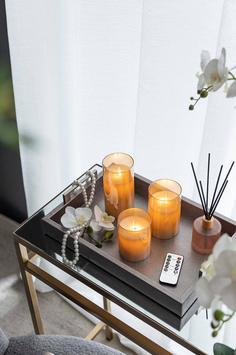 A&B Home Group Inc. - Wholesale Flameless Candle - S/3 Real Flame-Effect LED Wax Candles With Remote - Amber2