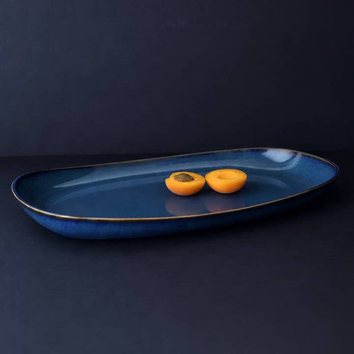 GHARYAN Stoneware & Olive Wood Tableware | USA - Wholesale Serving Plate - Mini Handmade Long Stoneware Serving Platters | Dadasi 7