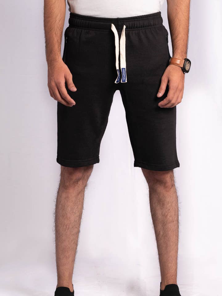 Summer Original Black Classic Fleece Shorts for wholesale by Five emperors