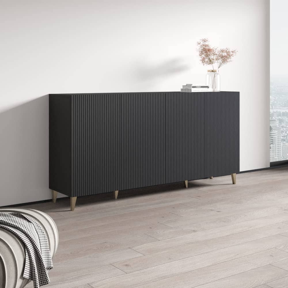 Black Pafos 75 Inch Sideboard Oak Matte Fronts For Dining Room for wholesale on Faire3