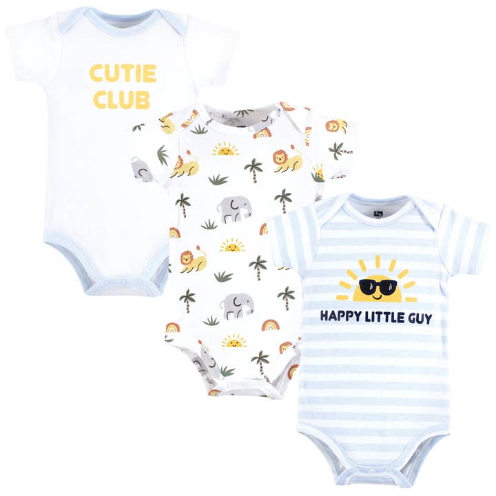 Hudson Baby Cotton Bodysuits 3-Pack, Happy Little Guy for wholesale by BabyVision