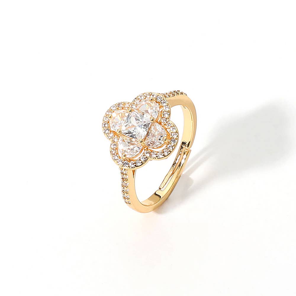 Sensibling Corp. - Wholesale Multi-Stone Ring - Quatrefoil Stone Pointed Adjustable Ring