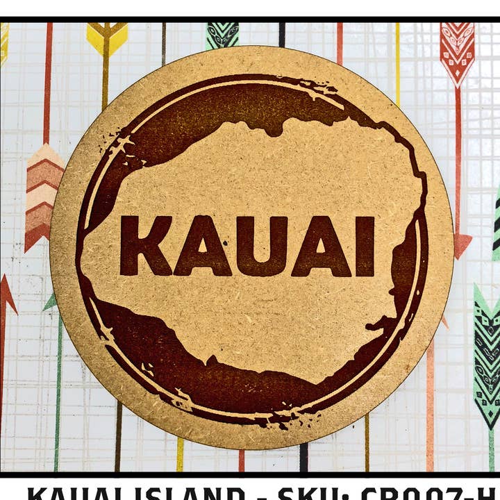 Drink Coaster - Kauai Island, Hawaiian Art Design Hawaii for wholesale by Insert Brand Here Shop