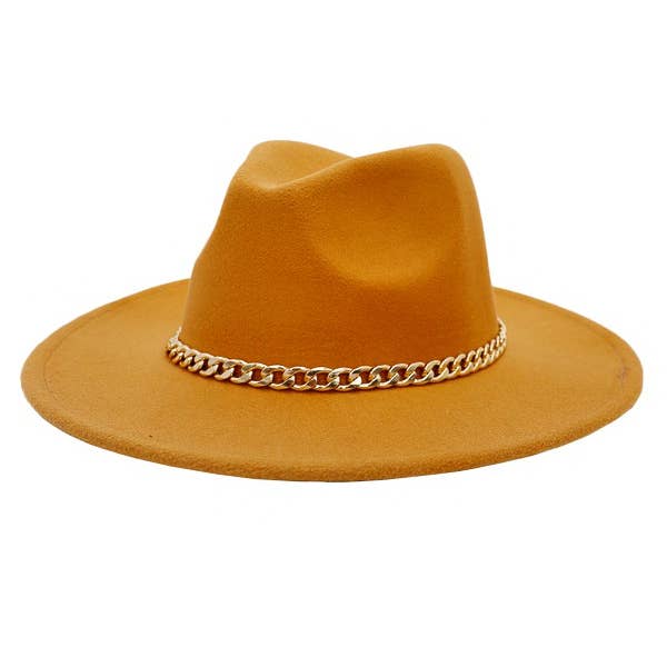 Cap Zone - Wholesale Fedora – Women’s - Boho Chic Gold Chain Rancher Felt Hat8