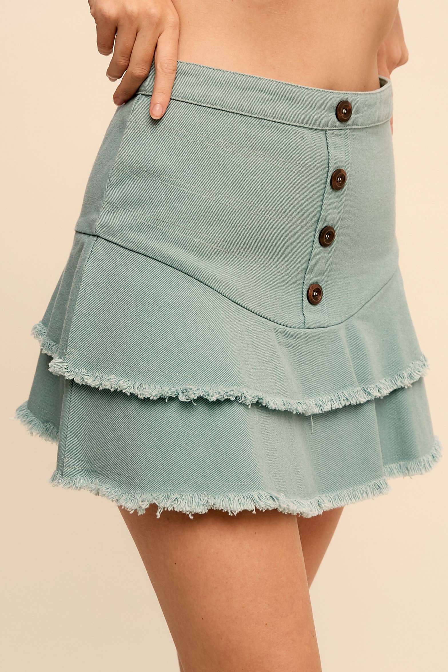 Listicle - Wholesale Rok - Dames - Minirok met gelaagde, rafelige zoom22