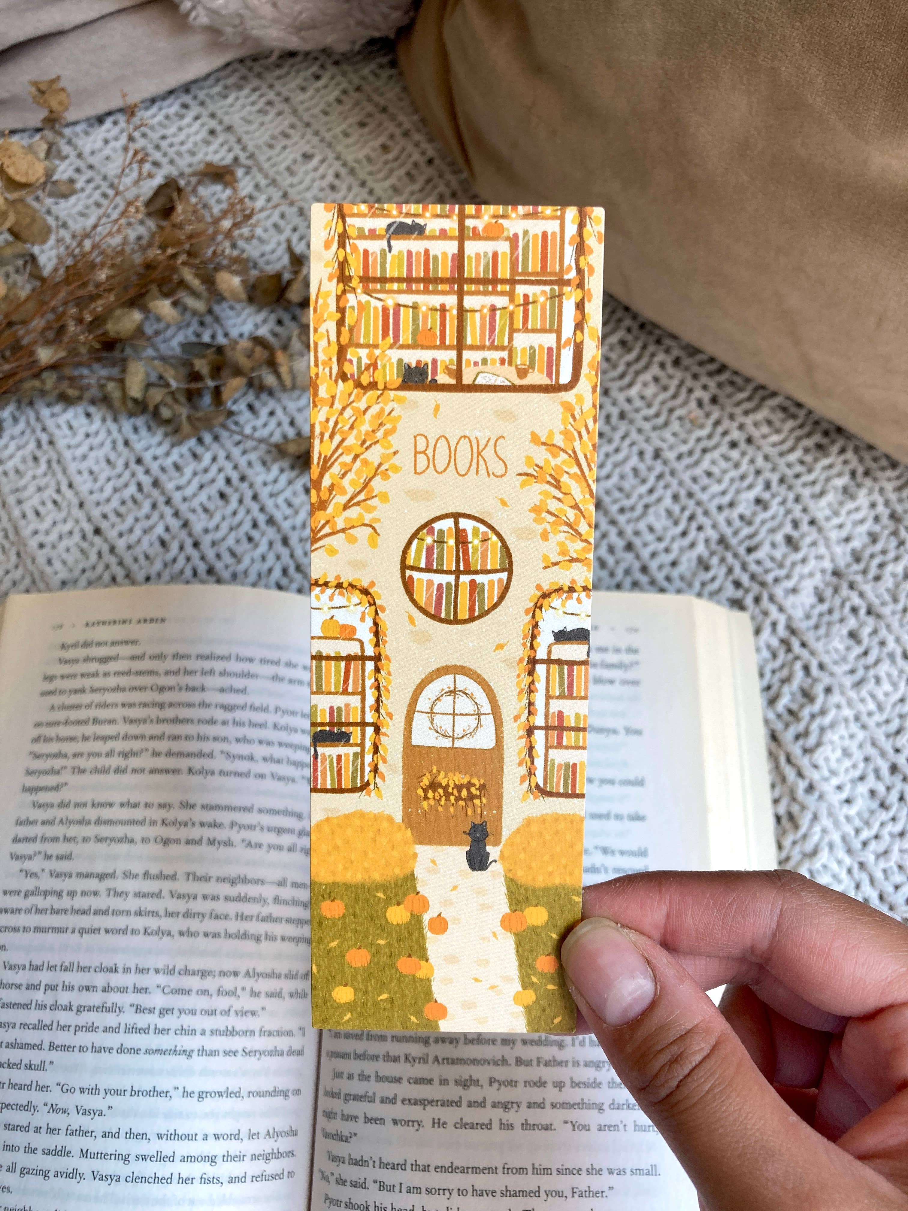 Tales and Pages Shop - Wholesale Bookmark - Fall Bookstore Bookmark with Cats3