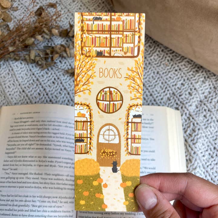Tales and Pages Shop - Wholesale Bookmark - Fall Bookstore Bookmark with Cats3