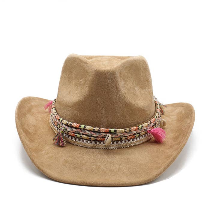 Bohemian Shell Fringed Cowboy Hat for wholesale by MKS America