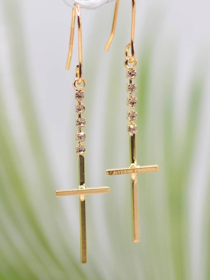 Boucles d'oreilles Eden Merry - Cristal Cz Or Croisé pour la vente par Eden Merry Jewelry by James Lawrence