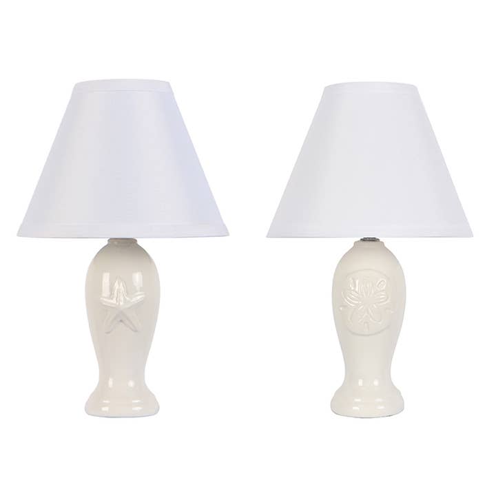 Sand Dollar & Starfish White Ceramic 16" Table Lamp - 2 Asst for wholesale by CB Home Collection
