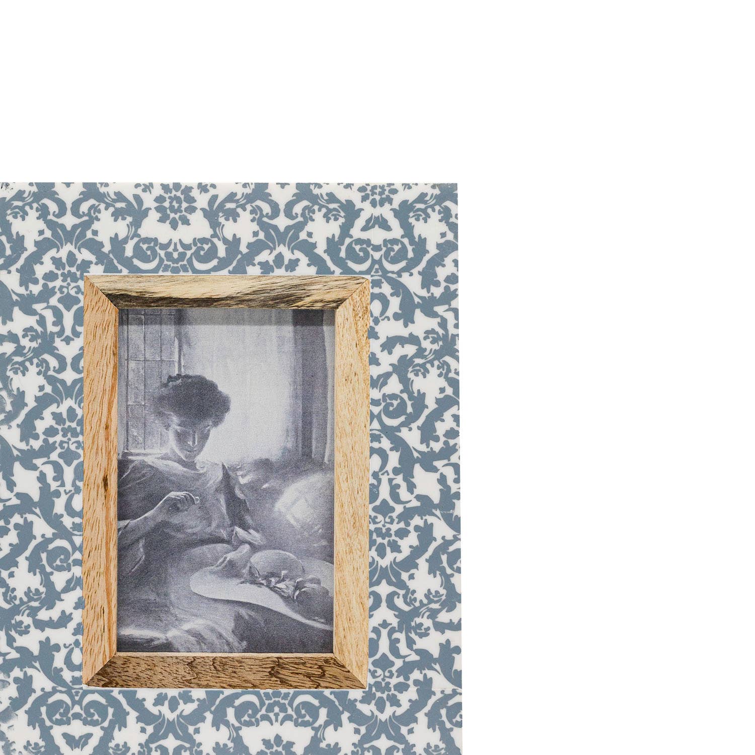 Foreside Home & Garden - Wholesale Picture Frame - 4x6 Photo Sylvie Damask Picture Frame Resin Wood Blue2