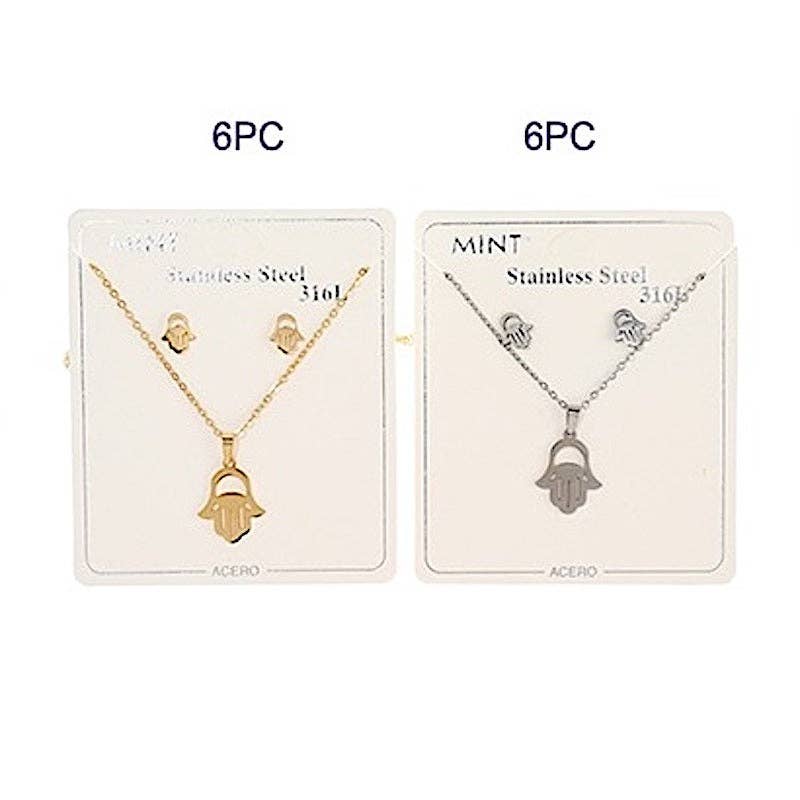 Atlas Fashion - Wholesale Pendant/Charm Necklace - Stainless Steel Hamsa Hand Pendant Necklace1