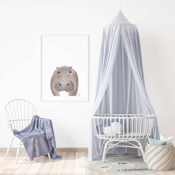Hippo Nursery Artwork | Print for wholesale by claire jordan designs
