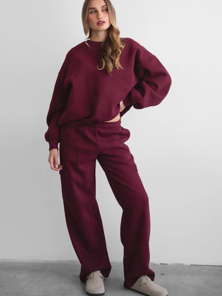 TICTOC - Wholesale Pants - Women's - HANA Essential Mid-Rise Fleece Cargo Pants18