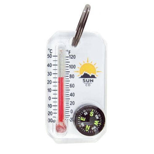 Sun Company / Big Discoveries - Wholesale Navigational Compass - Therm-o-compass - Zipper Pull Compass and Thermometer