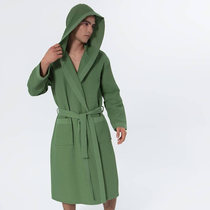 SEYANTE - Wholesale Robe - Men's - Men's Hooded Turkish Cotton Waffle Robe6