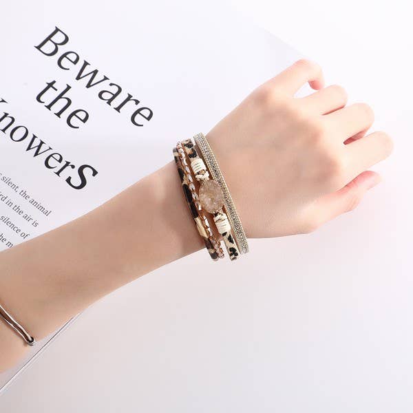 Ole – wholesale Bangle bracelet – Druzy Leather Magnetic Bracelets B3588