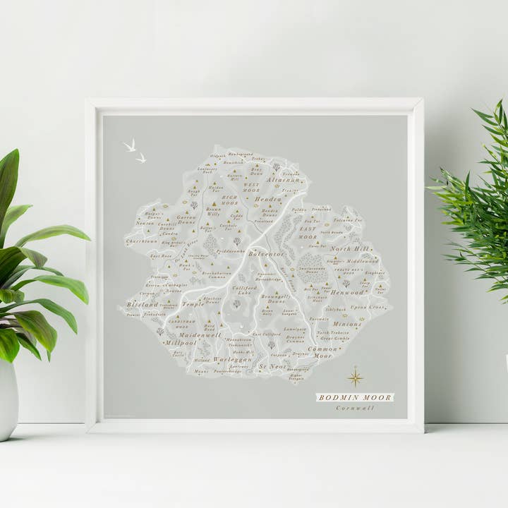 Bodmin Moor Map Print for wholesale by Britain Illustrated