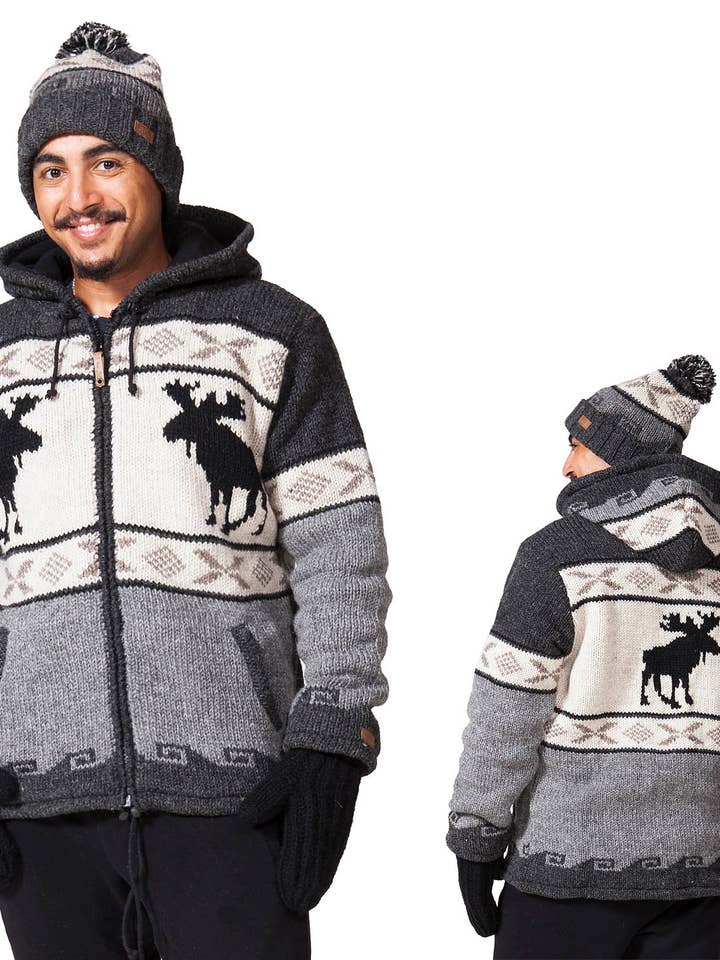 Moose Cardigan for wholesale by Ark Imports