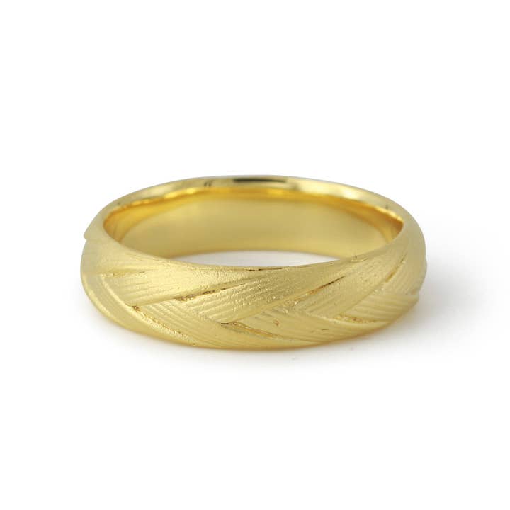 Campur GmbH - Wholesale Band/Stacked Ring - Silver ring "Flechte", 18ct gold-plated