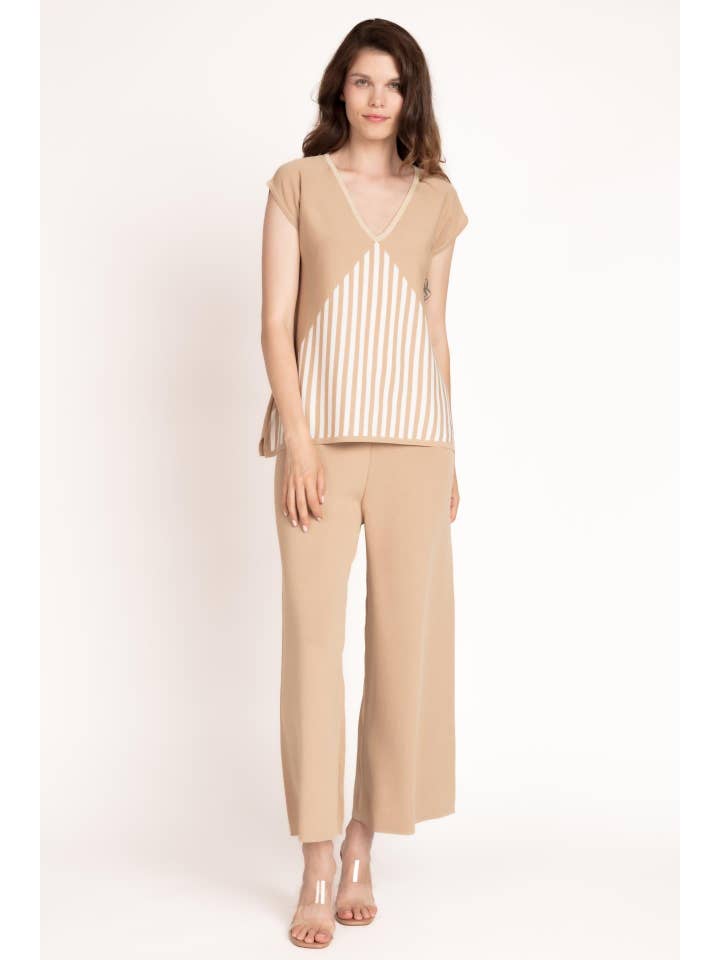 CMS Love – wholesale Stickad topp - Dam – RIBBAD STICKAD TOPP MED RANDER B2B