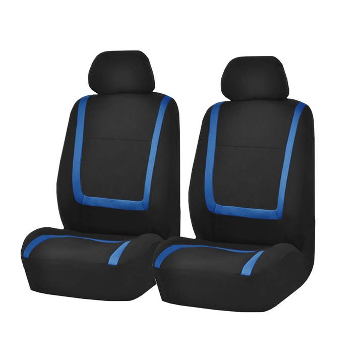 Unique Flat Cloth Seat Covers - Front Set Blue for wholesale by FH GROUP