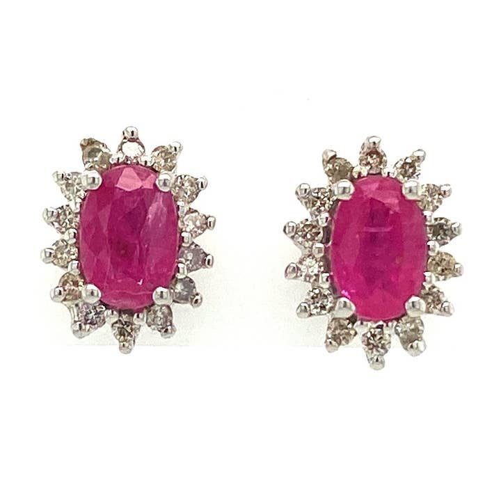 Ruby oorbel in .925 sterling zilver - KST 53477 voor wholesale door Kotawala Jewels