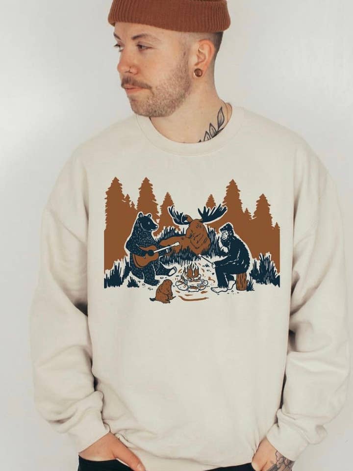 Campfire Buddies Pullover for wholesale by Emerald and Evergreen