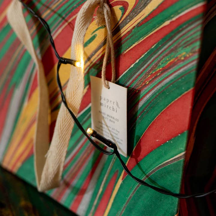 Paper Mirchi – Großhandel Geschenktüten – Handgemachte marmorierte Geschenktüten (Mittel) – Christmas Glitz12