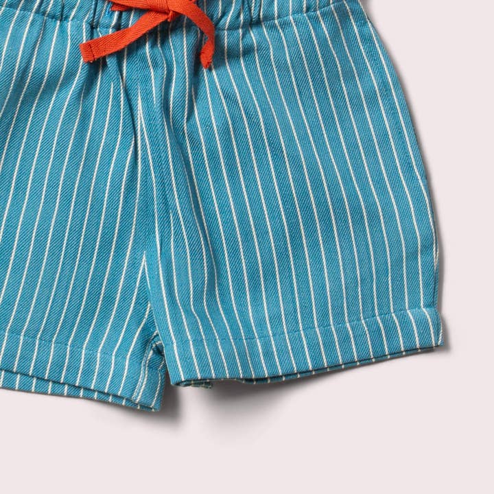 Horizon Blue Striped By The Sea Twill Shorts for wholesale on Faire7