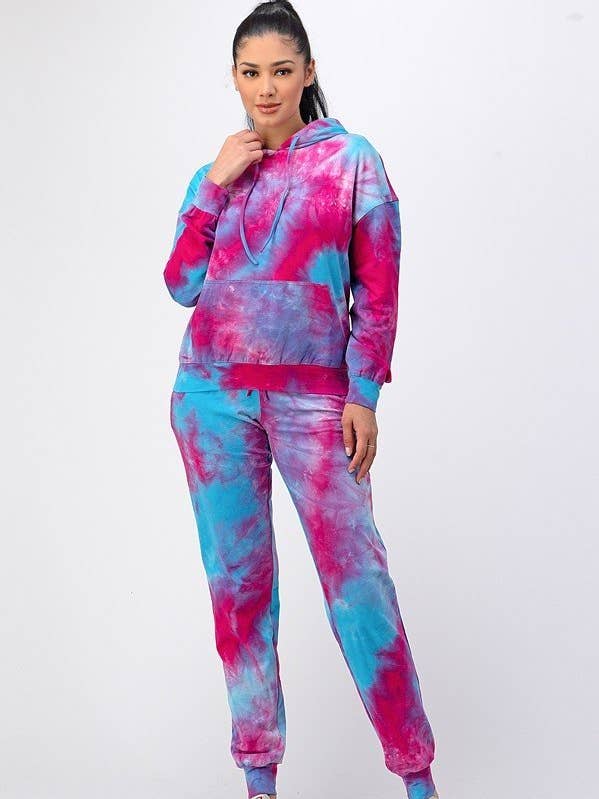 SHOP17 - Wholesale Lounge Set - Women's - Tie dye 2 pieces set hoodie set T172SET0
