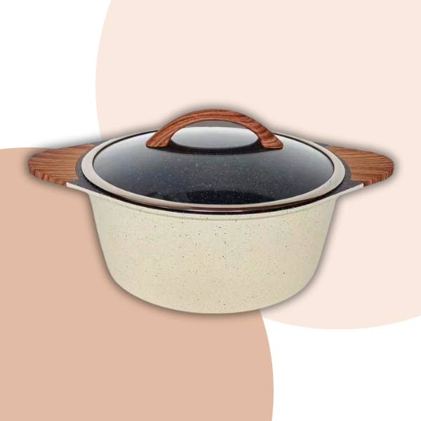 MT TRADE – wholesale Cookware set – 10-piece non-stick cookware set Cream Wood