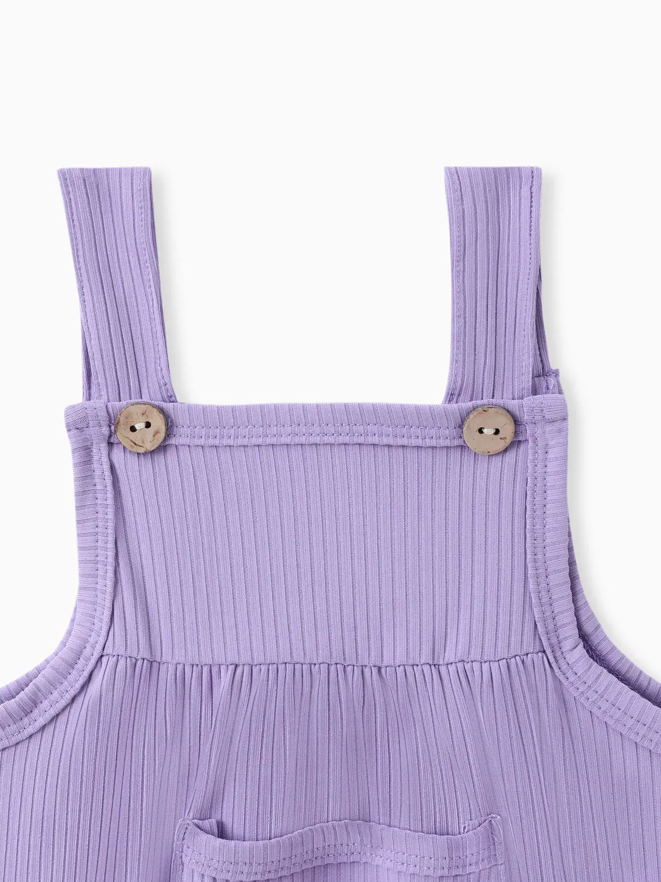 Purple Baby Pretty Candy Color Solid Pocket Decor Strappy Onesie for wholesale on Faire2