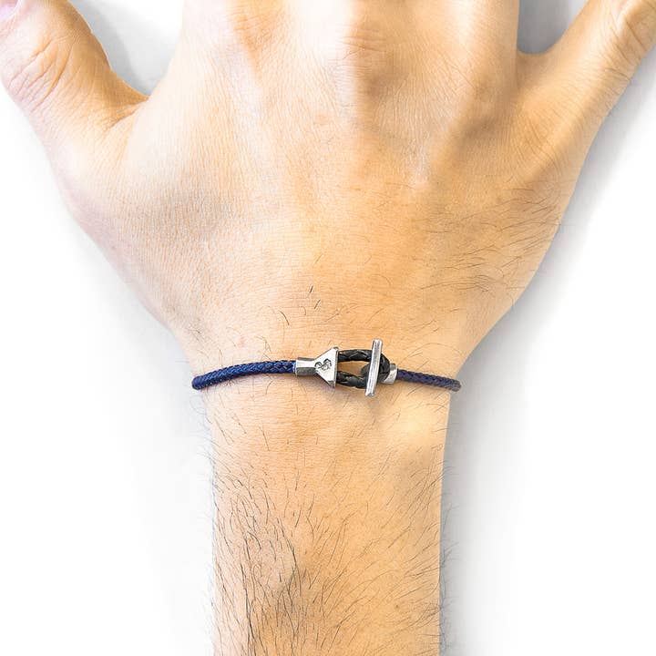 ANCHOR & CREW - Wholesale Woven/Braided Bracelet - Cullen Silver and Rope Bracelet