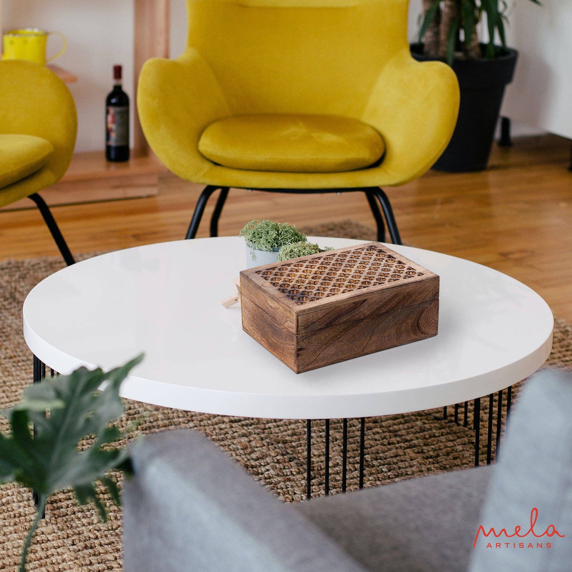 Mela Artisans - Wholesale Decorative Box - Trellis Storage Boxes in Rustic Brown Finish6