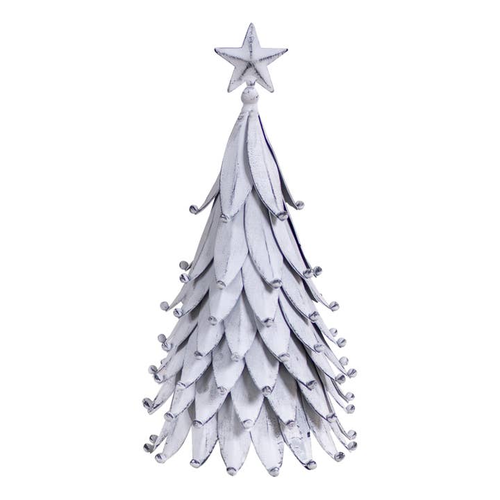 12-Inch Tin Christmas Tree in Rustic White Wash for wholesale by Irvin's Tinware