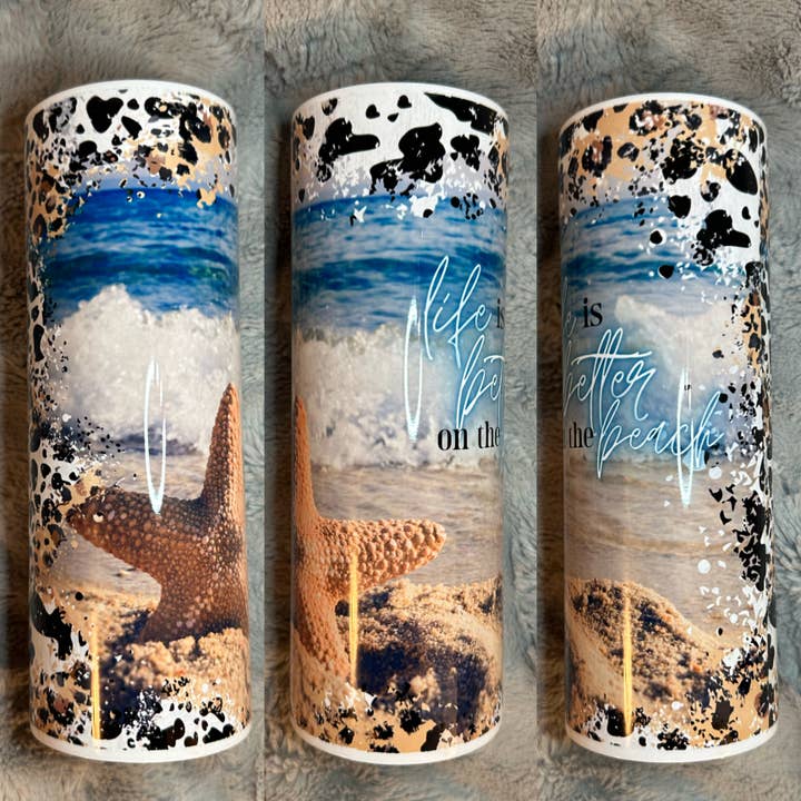 Life Is Better On The Beach Tumbler for wholesale by Drifting Dogwood Designs
