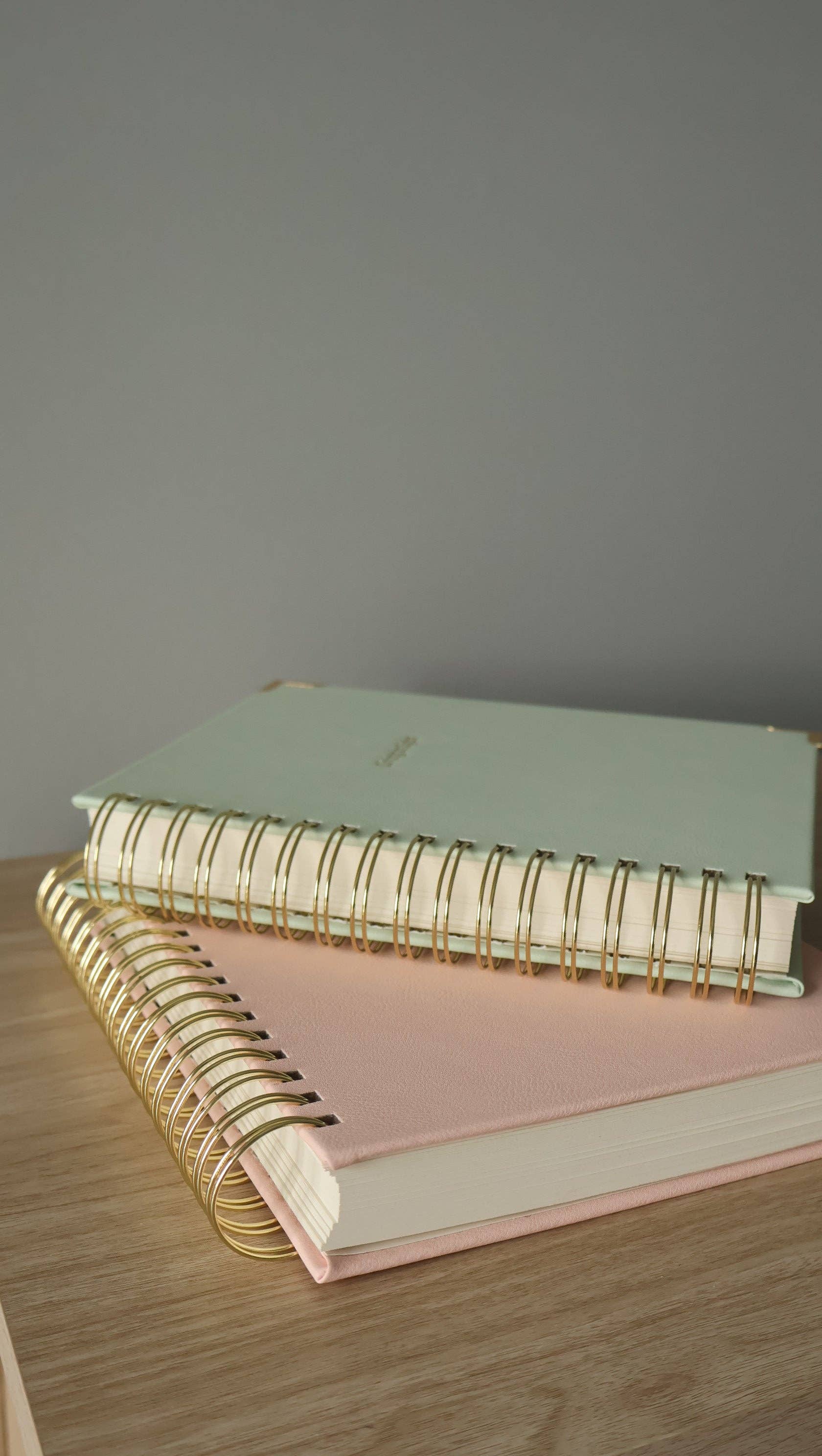 Living In Light - Venta al por mayor Agendas - Planificador Espiral de Cuero Premium - Planificador Cristiano Moderno Sin Fechar con Estudio Bíblico, Establecimiento de Metas, Solicitudes de Oración, Rastreador de Presupuesto Financiero y Más | Cuero Menta y Rosa Rubor con Espiral Dorada8