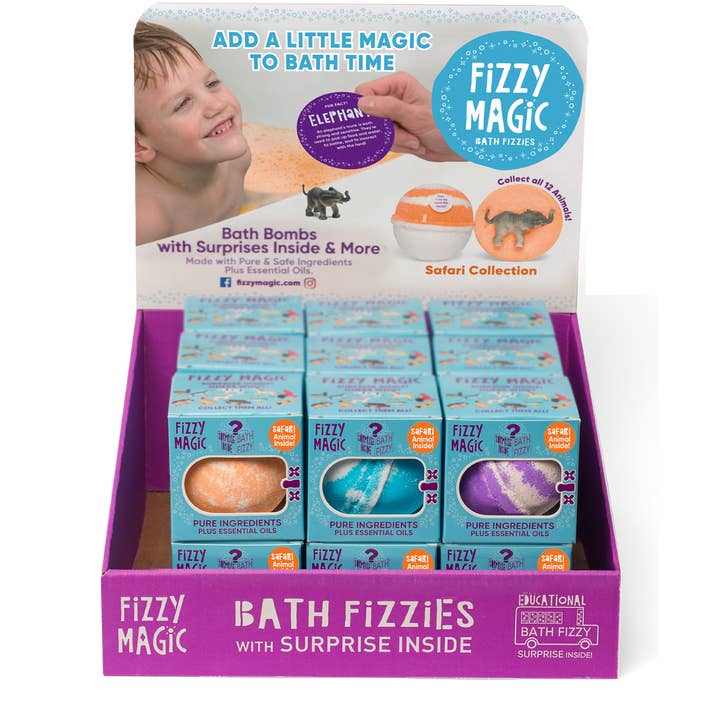Kid's Bath Bombs Blind Box Safari Surprises Display for wholesale by Purposeful Bliss - Fizzy Magic