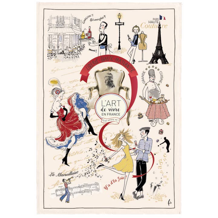 Ecru Art Of Living Printed Tea Towel 48 X 72cm for wholesale by Maison Vivaraise & La Cerise sur le Gâteau