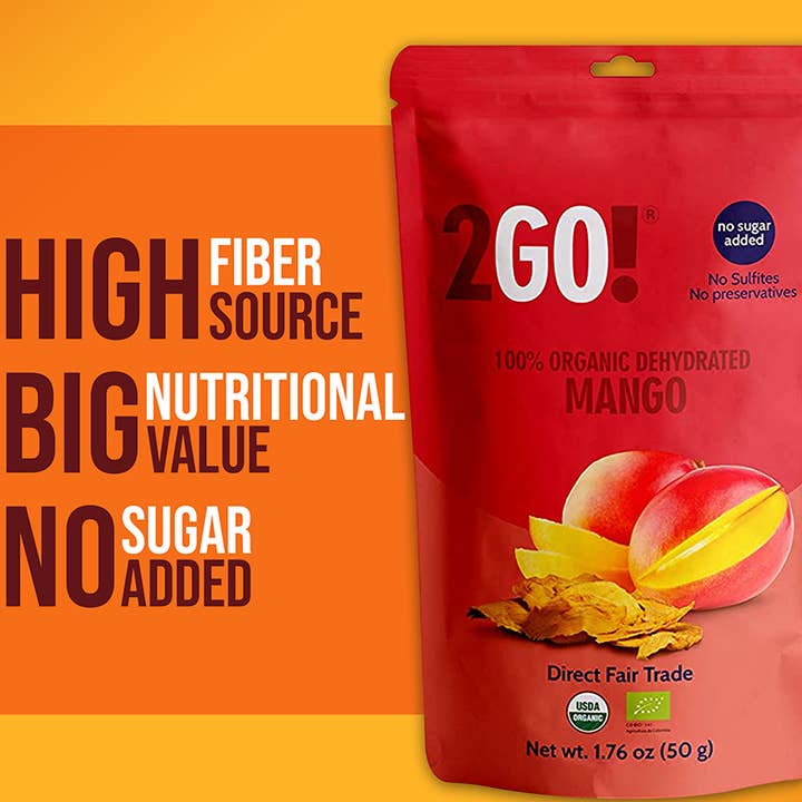 2GO! Organic Snacks - Venta al por mayor Fruta deshidratada - ¡VAMOS 2! ® Mango seco orgánico6
