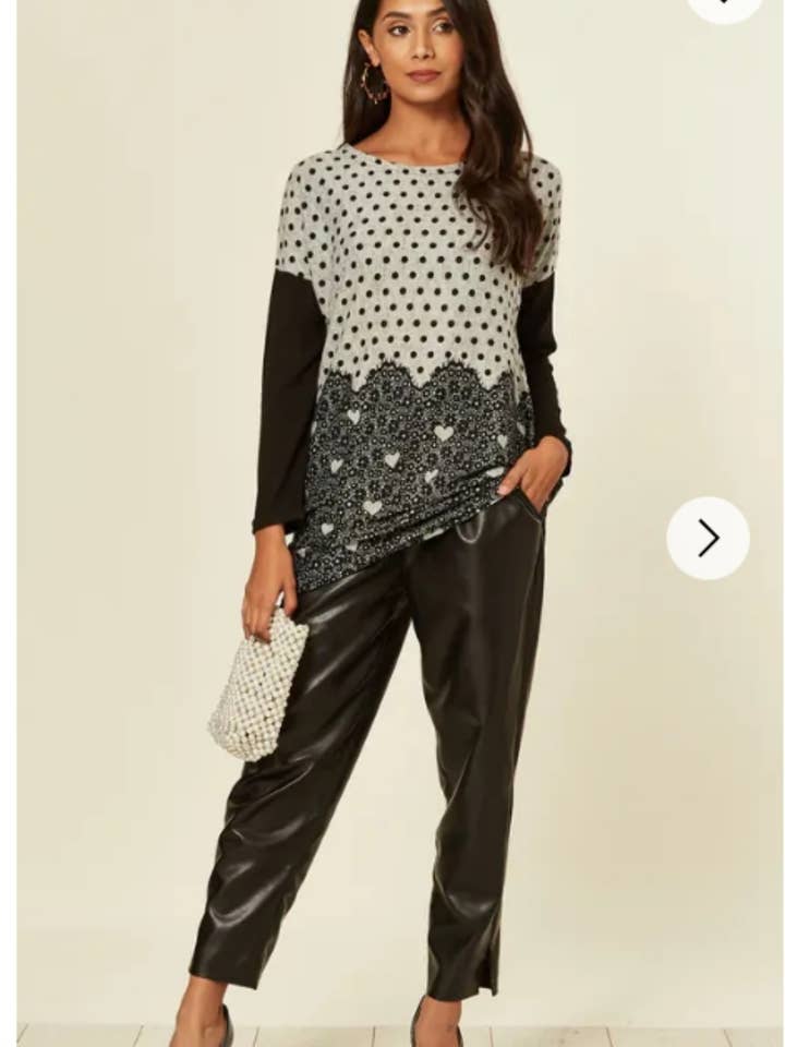 Maglione oversize con stampa a pois Sweet Heart per la vendita all'ingrosso da parte di CY FASHION. LONDON