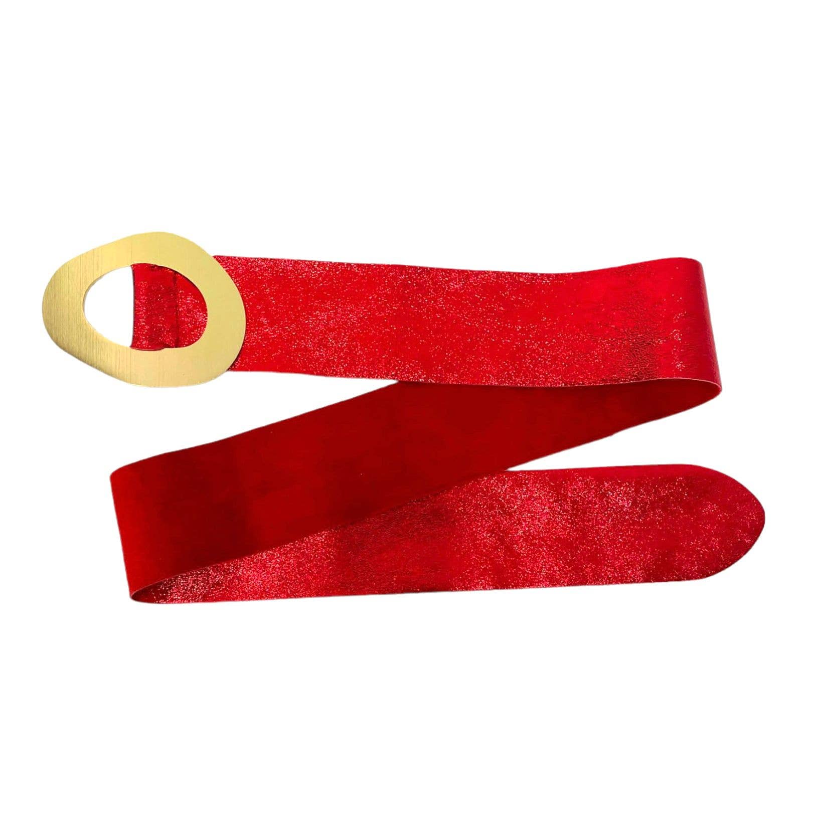 Chenson & Gorett - Wholesale Belt - Women's - Metallic Belt Cow Suede Leather with Wide Buckle B2B7