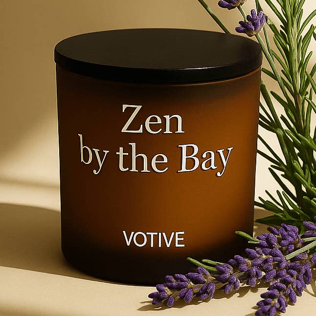 Calming soy candle with lavender - Zen by the Bay Mandarin Neroli for wholesale by Votive