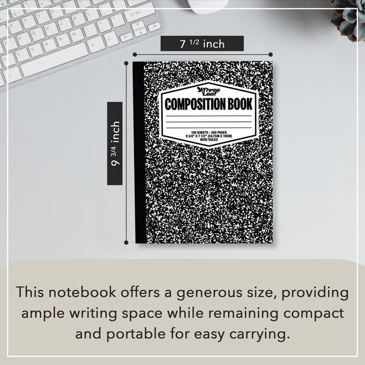 Three Leaf - Wholesale Notebook - Three Leaf 100 Ct, Composition Notebook,WR (Pack of 48)