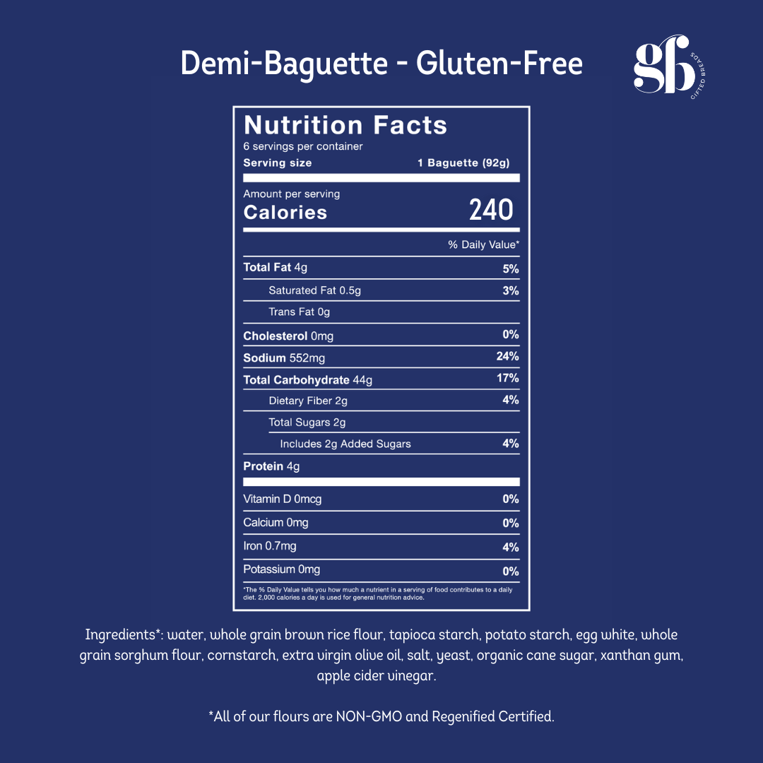 Gifted Breads - Wholesale Bread/Tortilla - Gluten-Free Breads - French Demi-Baguette (GF & DF)13