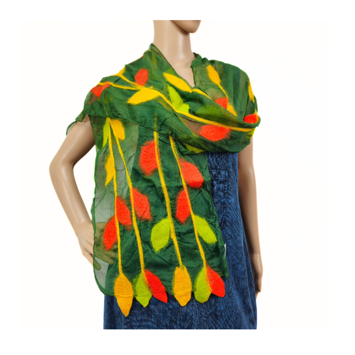Feltiful - Wholesale Scarf - Women's - Leaf Merino Wool Handmade Felt Scarf9