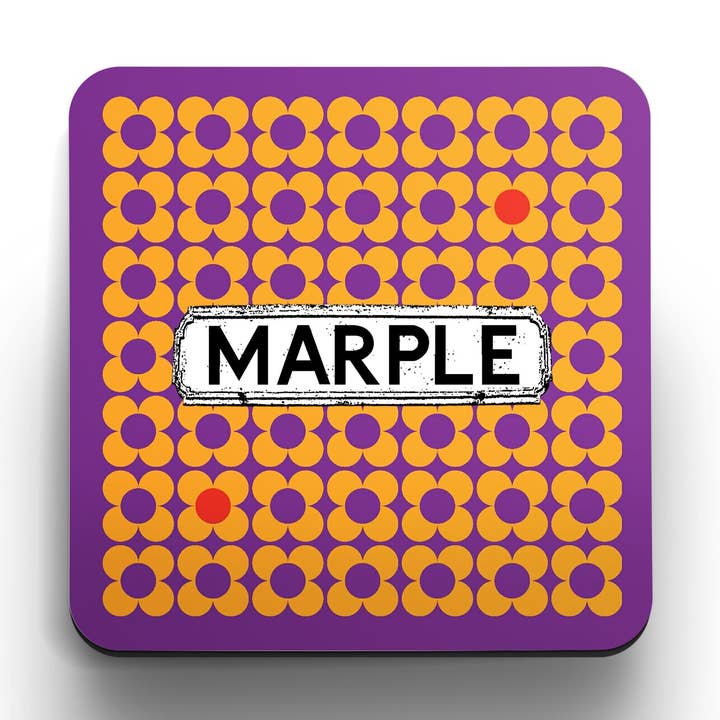 Orange and Purple Fleur Coasters (set of 4) for wholesale by tinned snail