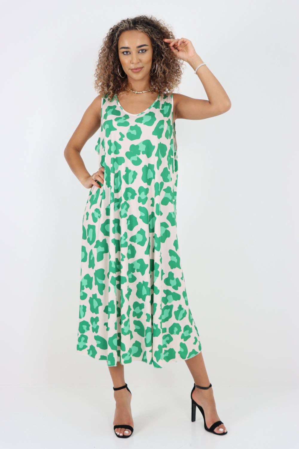 Miss Bold - Vendita all'ingrosso Vestito - Donna - Abito longuette senza maniche con stampa animalier italiana4