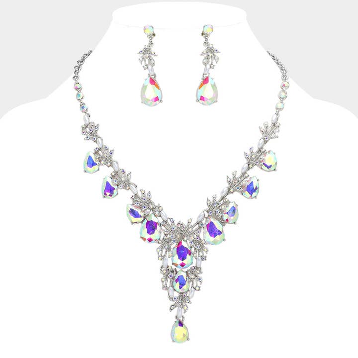 Colar de Noite com Vinha de Pérolas e Pedras de Strass em Forma de Gota e Conjunto de Pedras Ligadas por atacado de Madeline Love